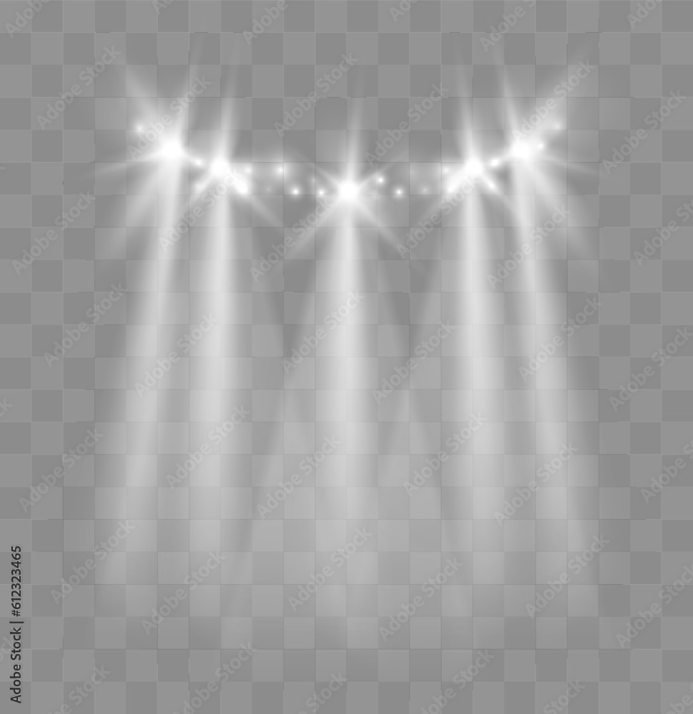 Aufkleber spotlights with rays. shining light beams isolated. vector transparent light effect
