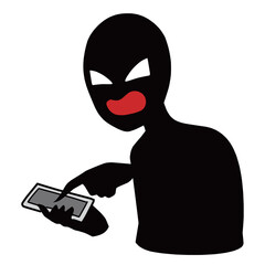 スマホを持つ黒色の人物の誹謗中傷などのイメージのイラスト素材