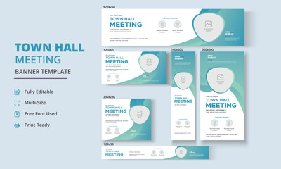 Town Hall Meeting Banner Templates, City Hall Banner and Poster