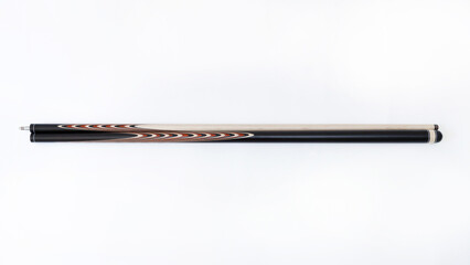 Billiard cues on a white background. Parts of a billiard cue close-up. Live photos of a billiard...