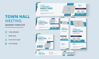 Town Hall Meeting Banner Templates, City Hall Banner and Poster