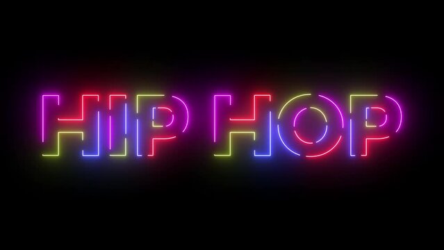 Hip hop colored text. Laser vintage effect. Infinite loopable