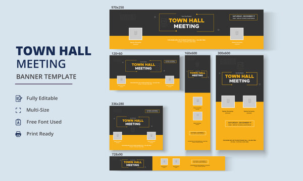Town Hall Meeting Banner Templates, City Hall Banner and Poster