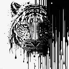 abstract tiger in black and white, generative ai