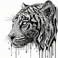 abstract tiger in black and white, generative ai