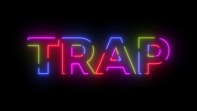 Trap colored text. Laser vintage effect. Infinite loopable