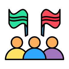 Team Building Line Color Icon