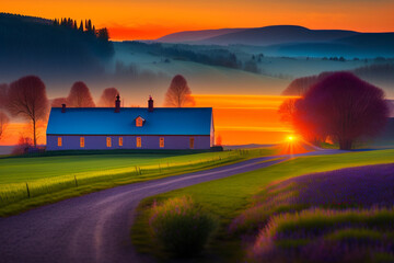 sunset in the mountains