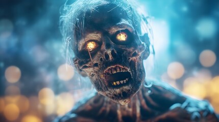 Undead Stare: Scary Zombie - Generative AI - obrazy, fototapety, plakaty