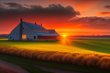 sunrise over the village