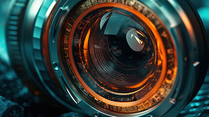 Illustration of a camera lens. Futuristic camera