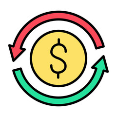 Money Transfer Line Color Icon