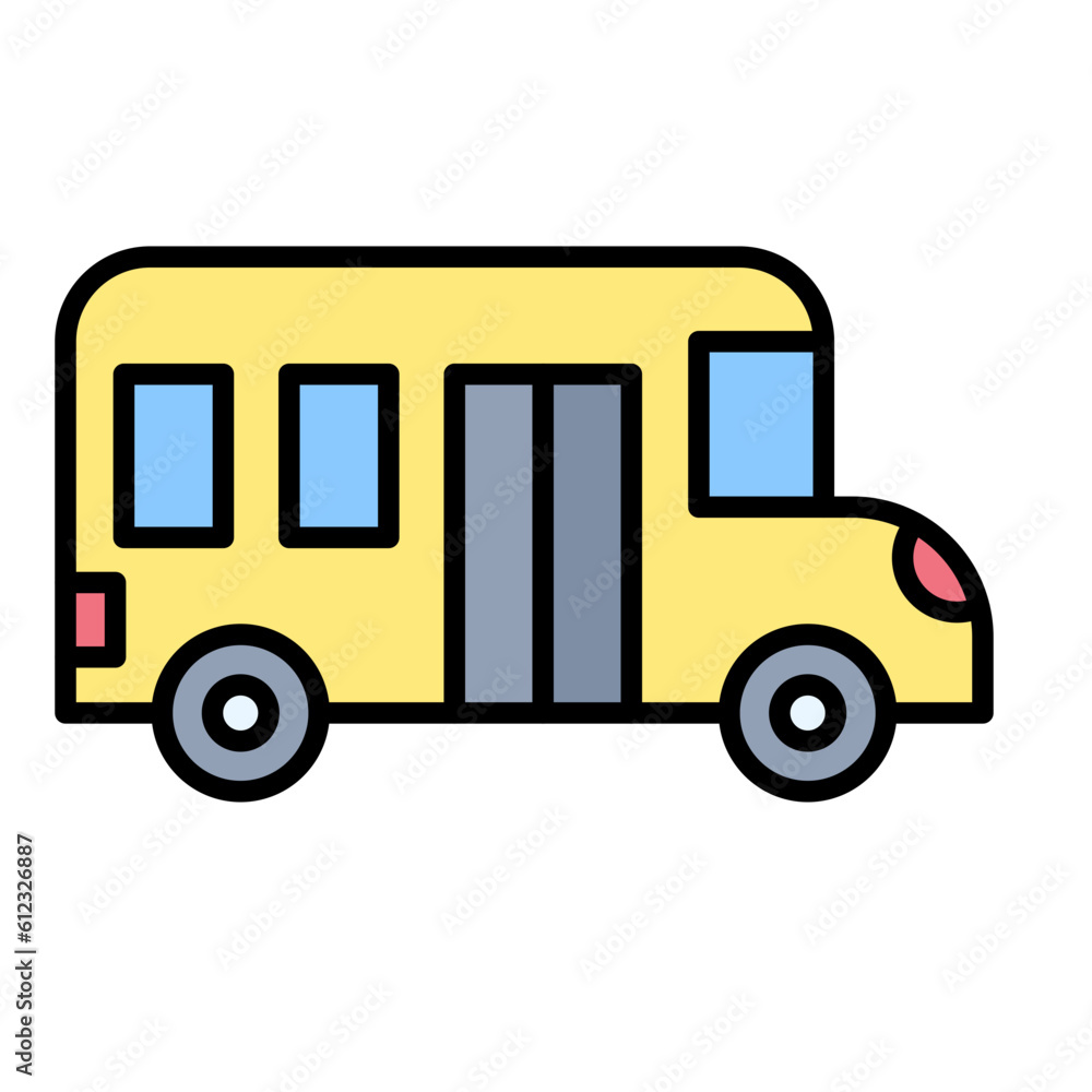 Canvas Prints School Bus Line Color Icon