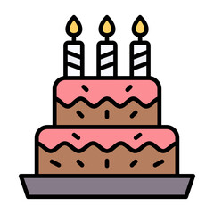 Birthday Cake Line Color Icon