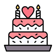 Wedding Cake Line Color Icon