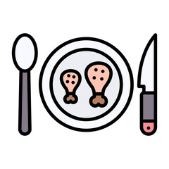 Dinner Line Color Icon