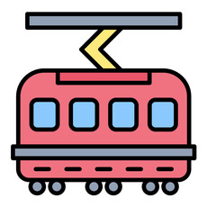 Fototapeta premium Tram Line Color Icon
