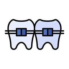 Tooth Braces Line Color Icon