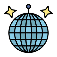 Disco Ball Line Color Icon