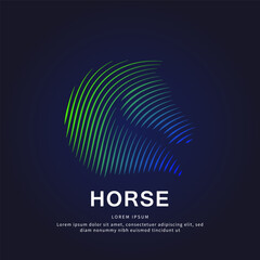 Naklejka premium simple line art Horse logo design template. Horse head logotype vector illustration on dark background. EPS 10