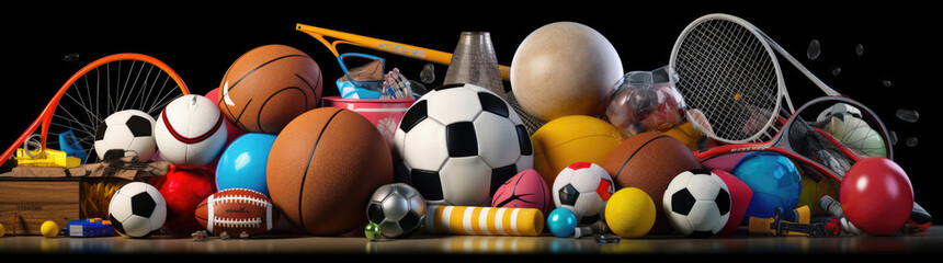 Various sports clipart and items with different colors