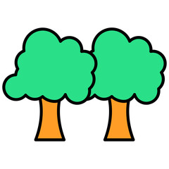 Trees Line Color Icon