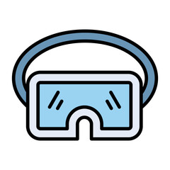 VR Glasses Line Color Icon