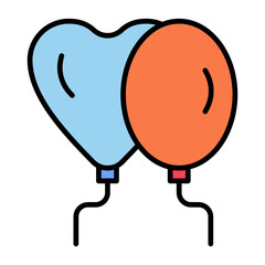 Balloons Line Color Icon