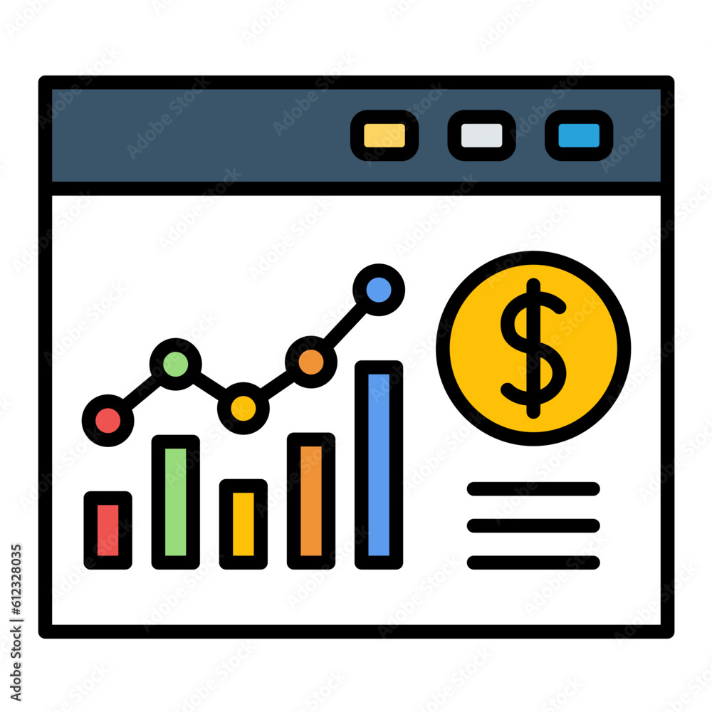 Poster website bar graph line color icon