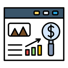 Website SEO Line Color Icon