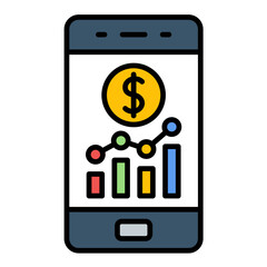 Mobile Bar Graph Line Color Icon