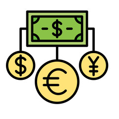 Obraz premium Money Exchange Line Color Icon