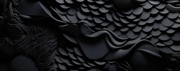 Total black abstract art background Generative AI