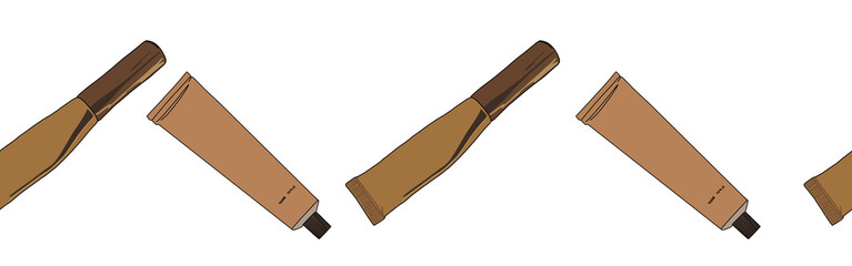 Hand drawn clipart spa skincare bath beauty product.Horizontal banner. Isolated on white background. Design for wall art, wellness resort, print, fabric, cover, card, bookle