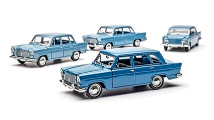 Models of retro cars on a white background, generative AI.