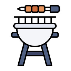 Bbq Grill Line Color Icon