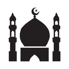 Islamic Mosque Icon Vector Silhouette, Masjid Vector Illustration
