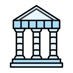 Greek Temple Line Color Icon