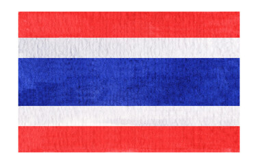 Hand drawn watercolor flag of the Thailand.