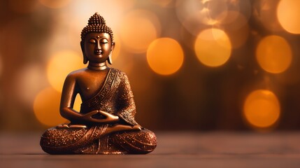 Buddhist Figure Isolated Against a Bokeh Background - Generative AI