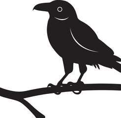 Hand Drawn Illustration of the black Raven bird. 
