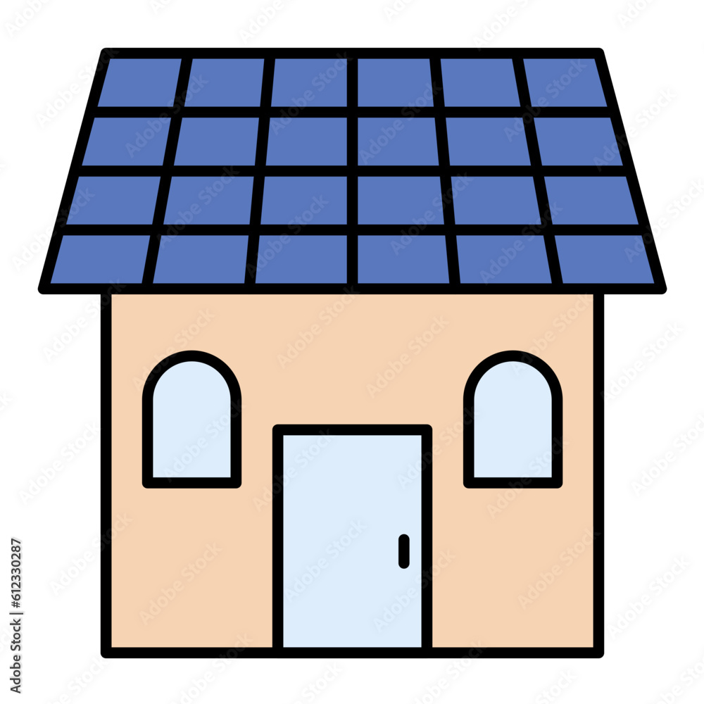 Poster Solar House Line Color Icon