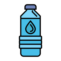 Water Bottle Line Color Icon