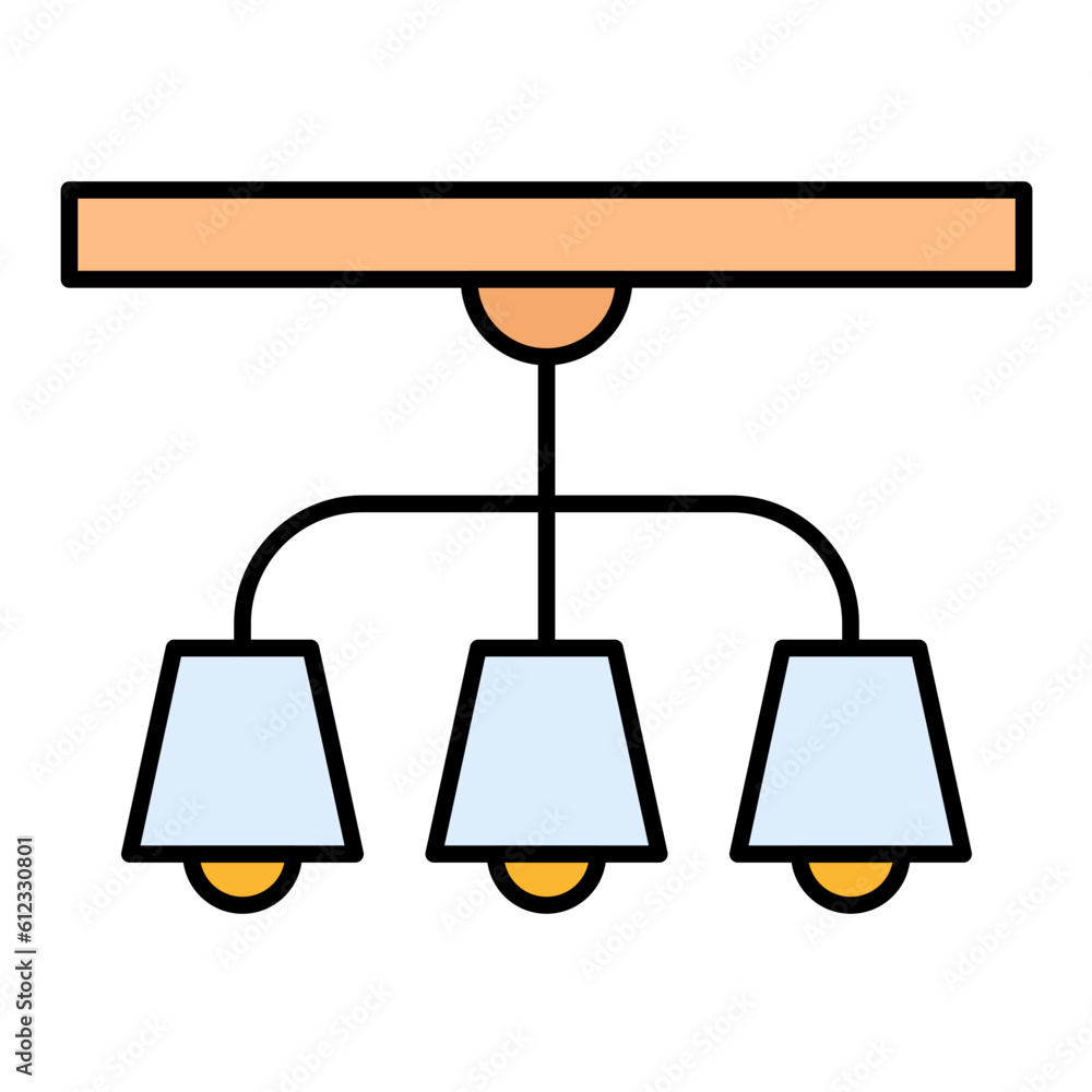 Sticker Ceiling Lamp Line Color Icon