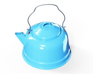 Porcelain teapot with floral patterns isolated in old style on white 3d render