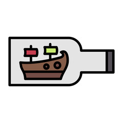 Ship Bottle Line Color Icon