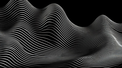 Abstract black background with white lines, generative AI.