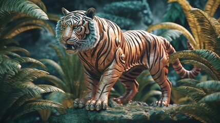 Tiger on background. 3d rendering. Generative AI