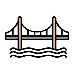 Golden Gate Bridge Line Color Icon