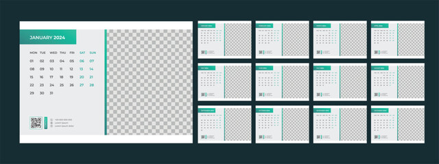 calendar, 2024, desk, template, design